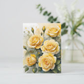 Schöne Gelbe Rosen Postkarte (Stehend Vorderseite)
