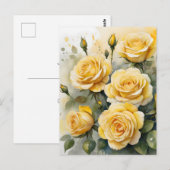 Schöne Gelbe Rosen Postkarte (Vorne/Hinten)