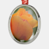 Schöne gelbe Rosenblütenfotografie. Silbernes Ornament (Links)