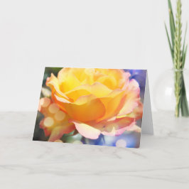 Schöne gelbe Rosenrose-Blume.  Blumenfotografie. Feiertagskarte