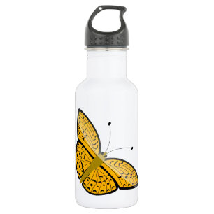 Schöne gelbe Schmetterlingsanimationsillustration Edelstahlflasche