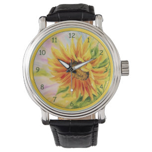 Schöne gelbe Sonnenblume Armbanduhr