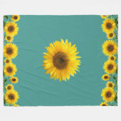 Schöne gelbe Sonnenblumen auf Aquamarin Fleecedecke (Vorderseite (Horizontal))