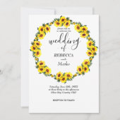 Schöne gelbe Sonnenblumen auf einem einfachen weiß Einladung (Vorderseite)