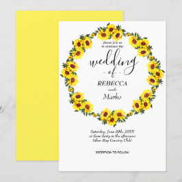 Schöne gelbe Sonnenblumen auf einem einfachen weiß Einladung
