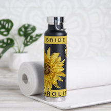 Schöne gelbe Sonnenblumen-Braut-Name-Hochzeitswass