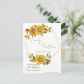 Schöne gelbe Sonnenblumen Rahmen Foto Hochzeit Ankündigungspostkarte (Stehend Vorderseite)