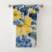 Schöne gelbe und blaue Blumen Badhandtuch Set (Insitu)