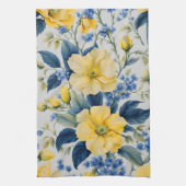 Schöne gelbe und blaue Blumen Geschirrtuch (Vertikal)