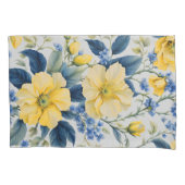 Schöne gelbe und blaue Blumen Kissenbezug (Vorderseite-Links)