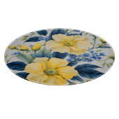 Schöne gelbe und blaue Blumen Schneidebrett (Ecke)