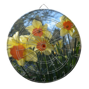 Schöne gelbe und orange Frühlingsnarzissenblumen Dartscheibe