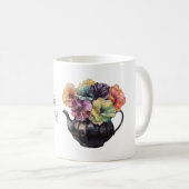 Schöne gelbe violette grüne Blumen Kaffeetasse (VorderseiteRechts)