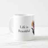 Schöne gelbe violette grüne Blumen Kaffeetasse (Vorderseite Links)