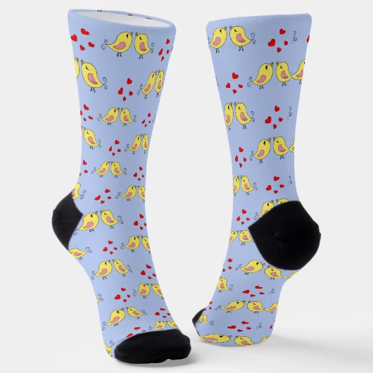 Schöne gelbe Vögel auf hellblau Socken (Gewinkelt)