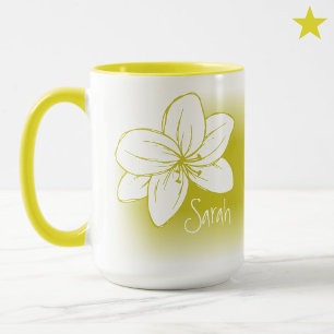 Schöne gelbe weiße Blumenzeichnung mit individuell Tasse