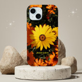 Schöne Gelborange Blume Personalisierter Name Case-Mate iPhone Hülle