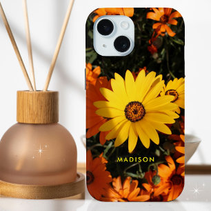 Schöne Gelborange Blume Personalisierter Name Case-Mate iPhone Hülle