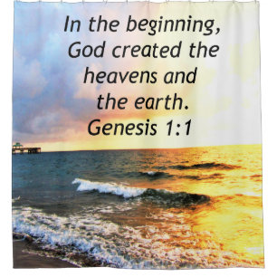 SCHÖNE GENESSE 1:1 BIBLE QUOTE SUNRISE FOTO DUSCHVORHANG