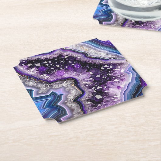 Schöne Geode mit Amethyst Crystals & Agate Untersetzer (angewinkelt)