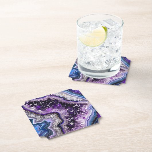 Schöne Geode mit Amethyst Crystals & Agate Untersetzer (Vor Ort)