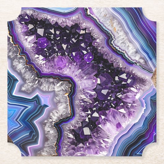 Schöne Geode mit Amethyst Crystals & Agate Untersetzer (Vorderseite)