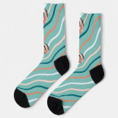 Schöne geschwungene Linien Herringbone Green Socken (Linkes Detail)