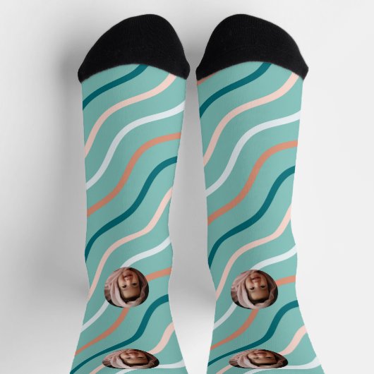 Schöne geschwungene Linien Herringbone Green Socken (Oben)