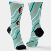 Schöne geschwungene Linien Herringbone Green Socken (Gewinkelt)