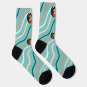 Schöne geschwungene Linien Herringbone Green Socken (Rechts)
