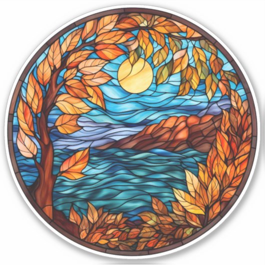 Schöne gestanzte Glass Fall Scene Decal Aufkleber (Vorderseite)