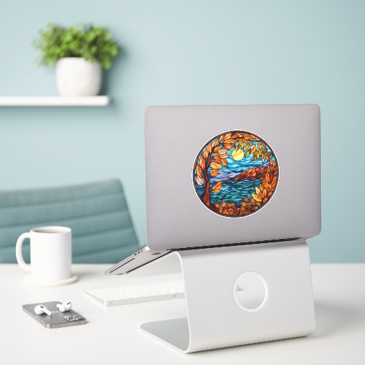 Schöne gestanzte Glass Fall Scene Decal Aufkleber (Laptop auf Schreibtisch)