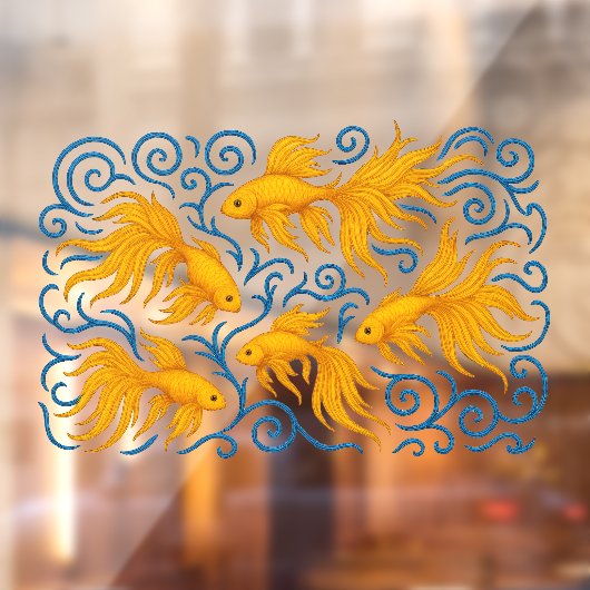 Schöne gestickte goldene Fische Fensteraufkleber (Blatt 2)
