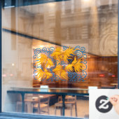 Schöne gestickte goldene Fische Fensteraufkleber (Café-Fenster)