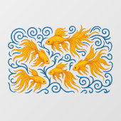 Schöne gestickte goldene Fische Fensteraufkleber (Blatt)