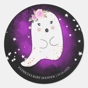 Schöne Ghost Halloween Girl Baby Shower Classic Ro Runder Aufkleber