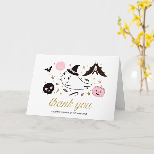 Schöne Ghost Halloween Kinderdusche Danke Karte (Gelbe Blume)