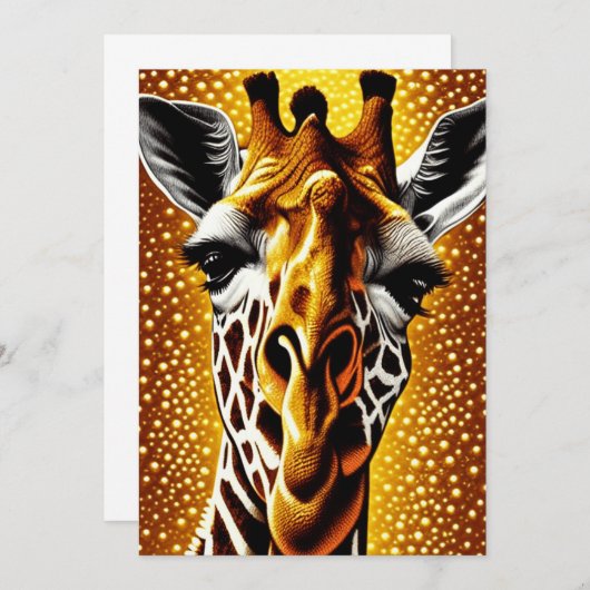Schöne Giraffe auf einem Glitzer Gold Hintergrund Dankeskarte (Vorne/Hinten)