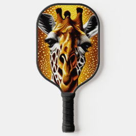 Schöne Giraffe auf einem Glitzer Gold Hintergrund Pickleball Schläger