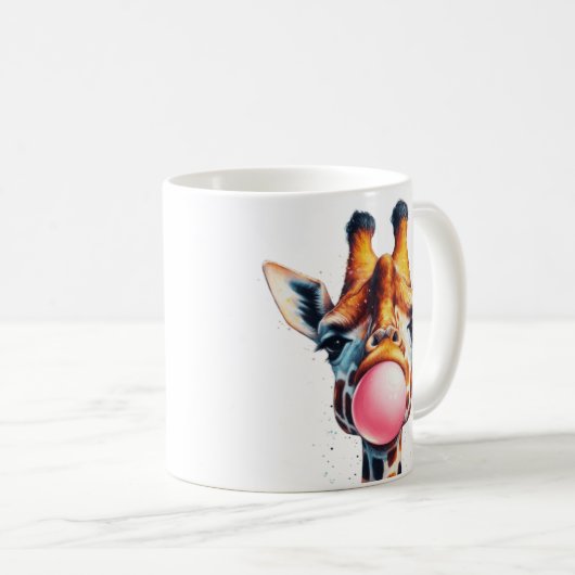 schöne Giraffe blühend Bubblegum Kaffeetasse (VorderseiteRechts)