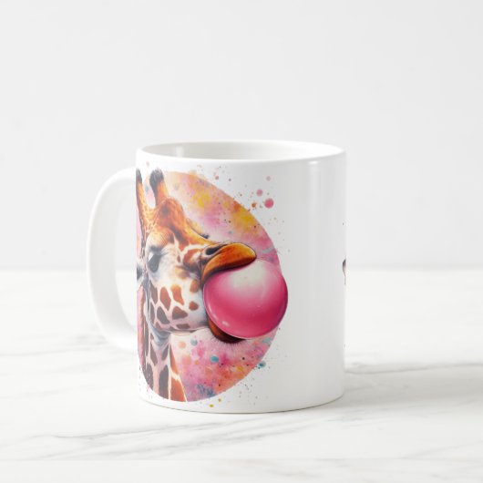 schöne Giraffe blühend Bubblegum Kaffeetasse (Vorderseite Links)