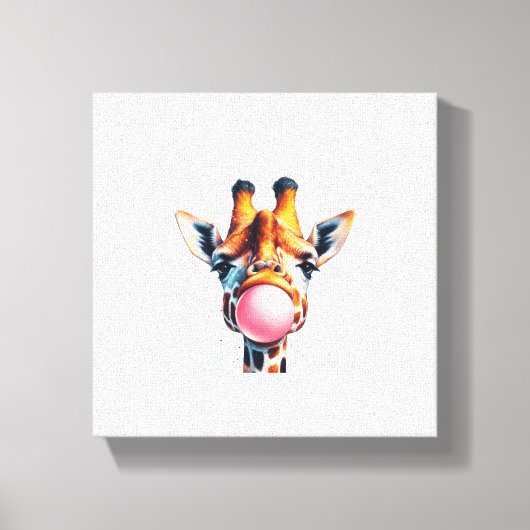 schöne Giraffe blühend Bubblegum Leinwanddruck (Vorderseite)