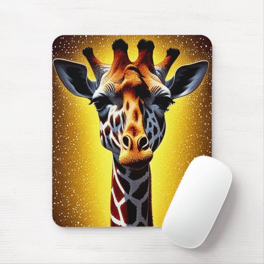Schöne Giraffe mit einem Gold-Glitzer Mousepad (Mit Mouse)