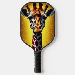 Schöne Giraffe mit einem Gold-Glitzer Pickleball Schläger