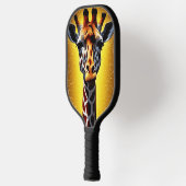 Schöne Giraffe mit einem Gold-Glitzer Pickleball Schläger (Links)