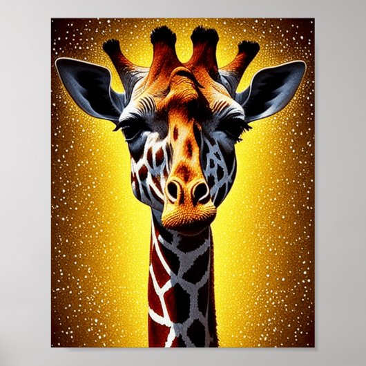 Schöne Giraffe mit einem Gold-Glitzer Poster (Vorne)