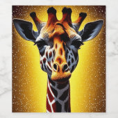 Schöne Giraffe mit einem Gold-Glitzer Weinetikett (Einzelnes Label)