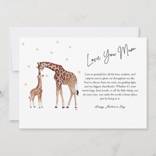 Schöne Giraffe Muttertagskarte Einladung (Vorderseite)