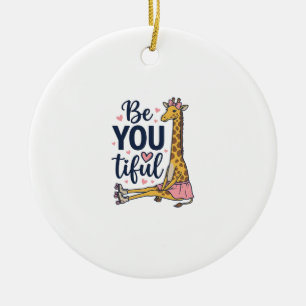 Schöne Giraffe Rollschuh Vintage-Shirt De Keramik Ornament