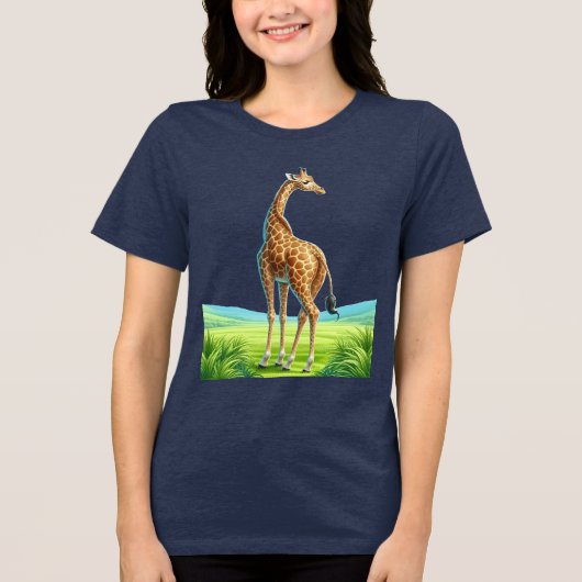 schöne Giraffe Tri-Blend Shirt (Vorderseite)